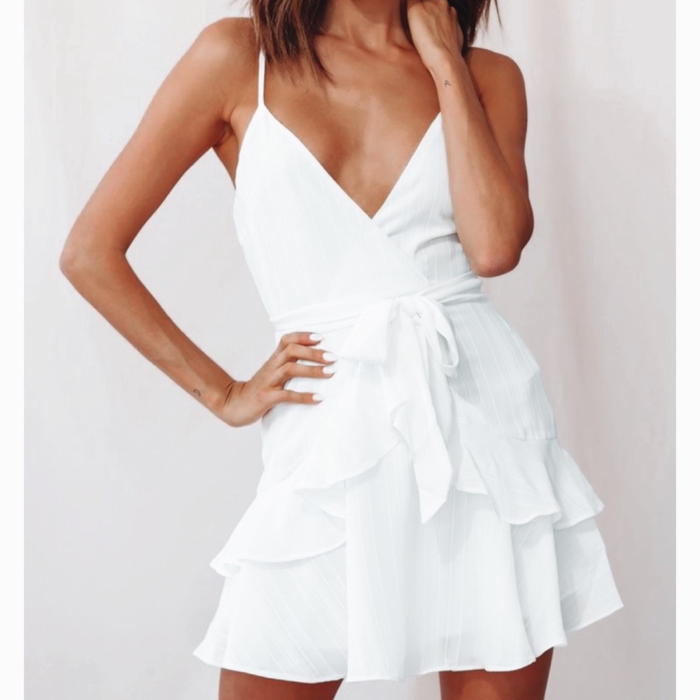 White Leslie Kerry Ruffle Dress